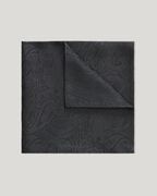 Silk Paisley Jacquard Pocket Square, Black, hi-res